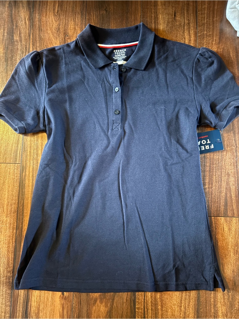 French Toast Navy Blue Short-Sleeve Polo NWT size Large 10/12 uniform